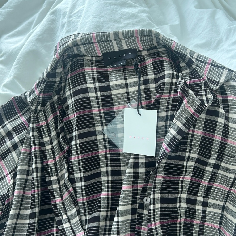 Hatch Alyssa Plaid Button Front Shirt Dress Midi Maternity Sz 0 - NEW WITH TAGS